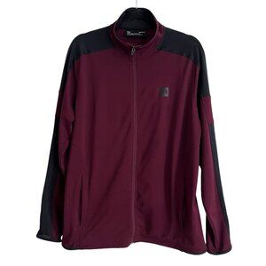 Under Armour Fitted Performance Jacket Full Zip Large Burgundy Mesh Sleeves